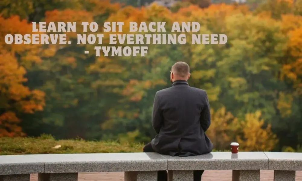 Meaning of Learn to Sit Back and Observe. Not Everything Need - Tymoff